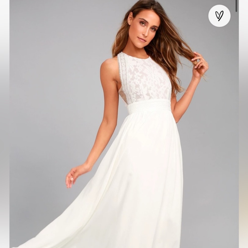 Lulu's Ivory Lace Maxi Dress